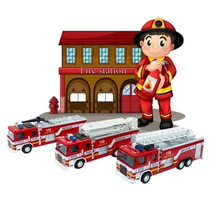 Hot Sale 1:32 Druckguss Spielzeug Fahrzeug zurückziehen Feuerwehr auto Licht und Ton Druckguss Spielzeug auto Metall Modell auto