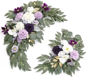 Arche rouge fleurs avec rideaux 2 pièces fleur Swag arc rideaux <span class=keywords><strong>tonnelle</strong></span> décoration <span class=keywords><strong>pour</strong></span> toile <span class=keywords><strong>de</strong></span> fond <span class=keywords><strong>de</strong></span> mariage - Product Image 2