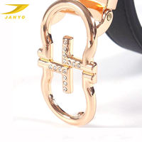 Top-Marke Professioneller Maßgefertigter Echtleder-Gürtel für Damen mit Gold-Doppelring und Strass-Automatikschnalle Modischer Taillengürtel