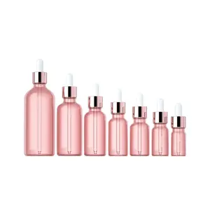 Cosmetische Verpakking 30Ml 50Ml 100Ml Haarolie Etherische Olie Parfum Roze Rose Goud Glazen Druppelfles Voor Huidverzorging Verpakking