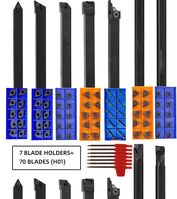 High Precision CNC Lathe Turning Tools Tool Holder Set 7pc/9pc Full Size Metric & Inch 08mm 10mm 12mm 16mm 20mm 25mm 32mm