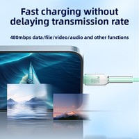 Cable de Carga Rápida y Transferencia de Datos de 60W PD con Trenzado de Nailon y Cristales de Hielo, Doble Tipo-C, para iPhone, Samsung, Huawei, Computadora y Cámara