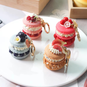 Funny Cute Fruit Cake Keychain Dessert Pendant Charm <b>Woman</b> Gift Grape Cherry Blueberry Macaron Key Chain Simulation Food <b>Keyring</b> - Product Image 2