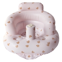 Siège d'apprentissage gonflable en PVC pour bébé, design tête d'ours, chaise d'apprentissage portable pour manger, pour 3-30 mois, utilisation intérieure/extérieure