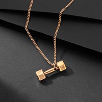 Chaîne de collier haltère tendance style coréen pour homme, personnalisée en acier titane avec placage sous vide, accessoire breloque