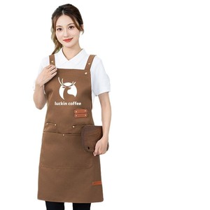Adjustable Work Apron With Double Pockets Polyester Waterproof For Restaurant Bar Custom Logo Printing - Product Image 4