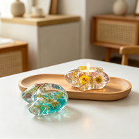 Support de bougie chauffe-plat en résine fait main avec fleurs préservées, décoration florale séchée pour chambre à coucher, ornement romantique et cadeaux