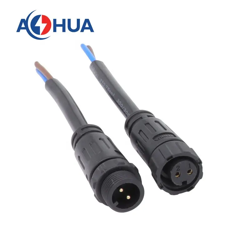 AOHUA plastic circular male to female waterproof IP67 M12 2 pin connector for sensor system