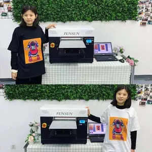 FUNSUN gelişmiş A3 DTG yazıcı dijital doğrudan tekstil yazıcı t-shirt ipek yün pamuklu bez kumaş giysi baskı makinesi