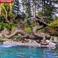 Sculpture de dragon chinois traditionnel en bronze coulé YOUFINE pour la décoration de jardins et de parcs