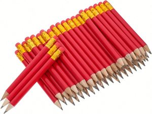 Crayons de golf promotionnels HB de 10 cm de bonne qualité avec logo personnalisé, gomme rouge, crayon rond pour enfants - Product Image 3