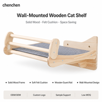 Étagère murale pour chat en bois massif avec cadre en bois et coussin en feutre, garde-corps en bois, gain de place pour chats d'intérieur