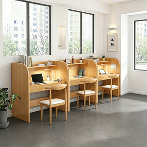 Escritorio de Estudio de Madera Maciza con Estantería, Conjunto Moderno de Escritorio y Silla para Estudiantes, para Biblioteca o Aula - Product Image 5
