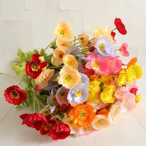 Flores de Amapola Artificiales de Seda, Realistas, para Decoración de Bodas y Hogar, Accesorios de Fotografía, Multicolores - Product Image 1