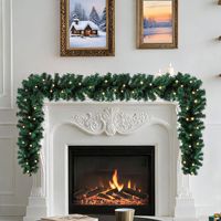 9FT 2.7M Yapay Noel Çelenk Yoğun PVC Herdökenli Çam Asması İç Mekan Dış Mekan Şömine Merdiven Ev Bahçe Noel DIY Dekorasyonu