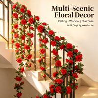 Guirlande florale suspendue en soie avec 45 têtes de roses artificielles pour arche de mariage, décoration de balcon et aménagement de lieux de fête