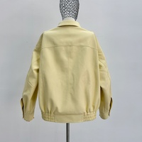 Veste en cuir jaune clair élégante, veste courte pour femme printemps/automne, vestes en cuir sur mesure pour la vente en gros