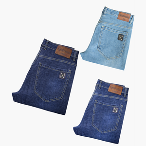 Black Eagle Summer Mid Waist Stretch Washed Denim Pants Mens Straight Fit <b>Jeans</b> Casual Slim Durable Comfort - Product Image 4