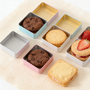 Boîte à biscuits en métal rouge carrée, boîte <span class=keywords><strong>de</strong></span> rangement alimentaire pour la pâtisserie <span class=keywords><strong>de</strong></span> Noël, emballage et cadeaux <span class=keywords><strong>de</strong></span> fête - Product Image 2
