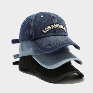 Gorra de Béisbol Retro Americana Azul Denim con Bordado de Los Ángeles, Estilo Deportivo y Urbano - Product Image 2
