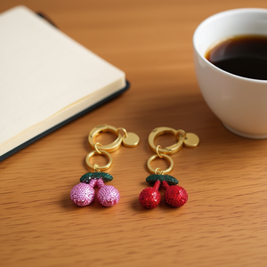 Portachiavi con Diamanti a Forma di Ciliegia Rosa Rosso 48350 300 Pezzi Accessorio di Moda - Product Image 1