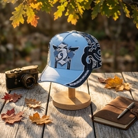 Casquette de baseball bleu clair brodée style dessin animé, avec strass numéro 3, imprimé graffiti gothique sur le côté, style streetwear, casquette snapback