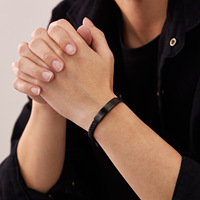 Bracelet en cuir tressé noir pour homme avec fermoir vintage en acier inoxydable noir, accessoires de mode, vente en gros