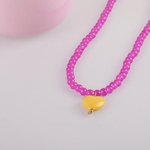 Collana con Ciondolo a Cuore in Resina Acrilica Colorata alla Moda <span class=keywords><strong>Perline</strong></span> di Vetro Fatte a Mano Stile Y2K per Donna Gioielli da Festa - Product Image 5