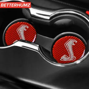Untuk Ford Mustang Serat Karbon 2015-2019 Aksesoris Mobil Molding Mobil Coaster Penyimpanan Mat Trim Penutup Auto Interior Mobil stiker