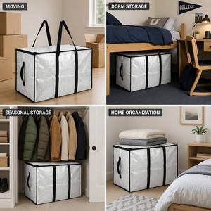 Large PE Woven <strong>Storage</strong> <strong>Bag</strong> Waterproof, Heavy-Duty Zipper <strong>Clothes</strong> Blanket Organizer for Moving Dorm Seasonal, OEM Custom - Product Image 5