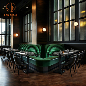 Set di Mobili di Lusso per Caffetteria Commerciale, Divano Quadrato in Velluto Verde, Arredamento per Hotel <span class=keywords><strong>e</strong></span> Ristoranti, Tavolo <span class=keywords><strong>e</strong></span> <span class=keywords><strong>Sedie</strong></span> - Product Image 6