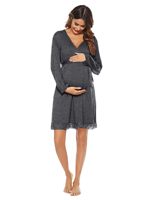 Fabricant Robe de maternité pour femmes Chemise de nuit d'allaitement 2 pièces pour l'allaitement 3 en 1 Robe d'allaitement en dentelle pour accouchement