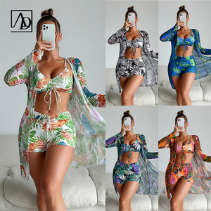 Novos Trajes de Banho de Designer AD <span class=keywords><strong>2026</strong></span> Conjunto Personalizado de 3 Peças Vestido de Praia Maiô de Cor Sólida para Mulheres - Product Image 4