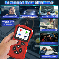 Analizador de motor V600 de 12V, lector de código OBD2, códigos de Falla de motor transparentes y materiales legibles, herramienta de diagnóstico de coche para coches OBDII 1996 +
