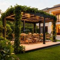 Pergola de luxe motorisée en alliage d'aluminium avec toit à persiennes rabattables 4x6m, structure solaire pour jardin, respectueuse de l'environnement, étanche et thermolaquée