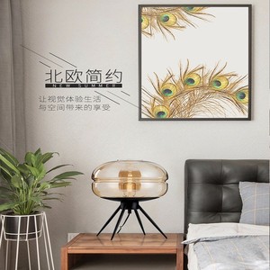 Lámpara de mesa de cristal minimalista nórdica, bombilla incandescente E27, lámpara decorativa para sala de estar y dormitorio, diseño sencillo - Product Image 3