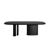 Table à manger ovale vintage en bois massif noir style Wabi-Sabi, pour la maison et le bureau, personnalisable, sans assemblage, plan de travail design
