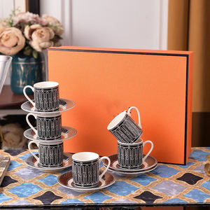 Ensemble de 6 tasses et soucoupes de luxe en porcelaine fine de Turquie – Collection en céramique - Product Image 5