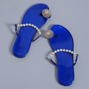 Summer Fairy Style Ladies Flat Slide Slippers Pvc <b>Clip</b>-on New Pearls Sandals Outer Wear Fashion Flip-flops Slippers for Women - Product Image 3