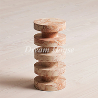 Table d'appoint Dream Home en marbre vert avec plateau rond, base de rangement cylindrique et tiroir, en pierre noire, pour chambre à coucher