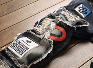 Pantalones vaqueros personalizados de fábrica para hombre, artículos de moda en stock, pantalones azul oscuro, monos, pantalones vaqueros <span class=keywords><strong>Cargo</strong></span> para hombre - Product Image 4