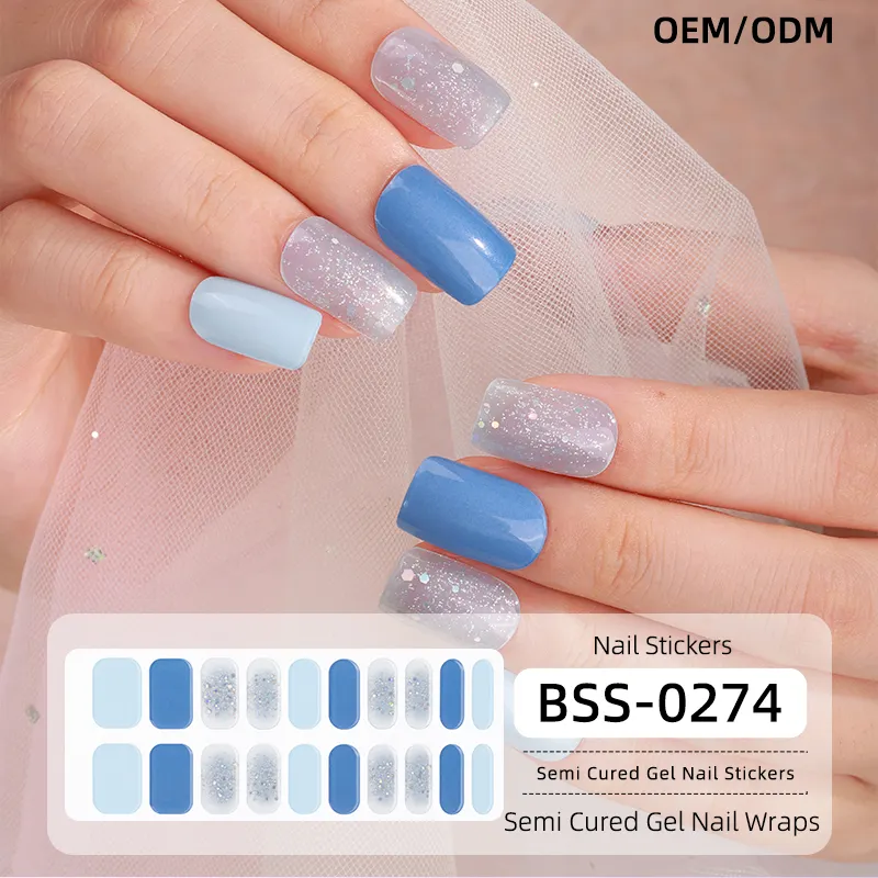 OEM ODM Christmas Factory Price Semi Cured Nail Stickers Adhesive UV Gel Nail Sticker Custom Logo Sticker Gel Nail