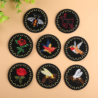 Patch brodé rond thermocollant, motifs abeille, cerf, rose, colibris, badge à coudre, pour vêtements, vestes, sacs à dos, décoration DIY