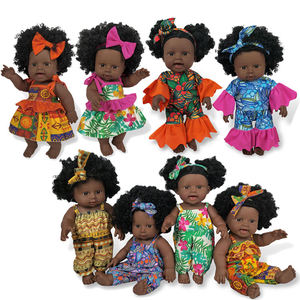 Muñecas Reborn de silicona para niña negra realista africana de 12 pulgadas personalizadas, muñecas Reborn de piel marrón oscuro