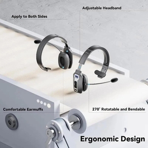 Audífonos Inalámbricos Over-Ear 5.2 con Micrófono con Cancelación de Ruido, Resistentes al Agua IPX-2, Compatibles con Teléfonos para Centro de Llamadas/Oficina/Conductor - Product Image 3