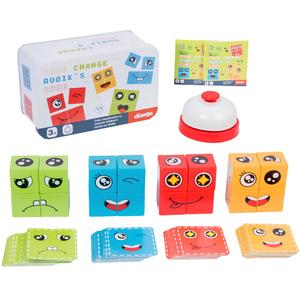 Jeu de société éducatif <span class=keywords><strong>en</strong></span> <span class=keywords><strong>bois</strong></span>, puzzles magiques à visages changeants, blocs de construction <span class=keywords><strong>en</strong></span> <span class=keywords><strong>bois</strong></span>, cube Montessori, jouets éducatifs pour enfants - Product Image 6