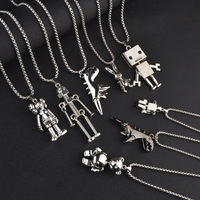 Mode Hip-Hop Cute Bear Dinosaurier Roboter Anhänger Halskette Rhodium Alloy Sweater Chain für Männer Frauen Kinder für den täglichen Gebrauch