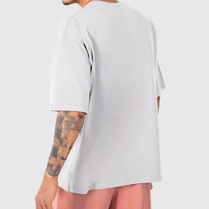 T-shirt décontracté streetwear de créateur en coton épais 250 g/m², coupe oversize unie, t-shirt court et ample pour homme, idéal pour l'été - Product Image 2