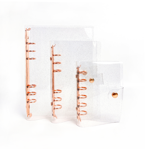 Bloc de notas en espiral a6 a5, carpeta planificadora, cierre de botones a presión, pvc transparente suelto para sobres, carpeta de 6 anillos - Product Image 1