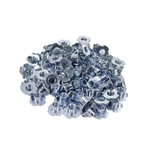 Écrou en T à quatre pointes sertie, zingué, autobloquant, à filetage métrique, avec insert à bride ronde. - Product Image 5